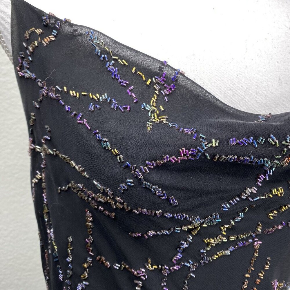 Rue De La Paix Dress Women's Black Sz 30 M Rainbow Beaded Asymmetrical Hem Fairy - Picture 6 of 16